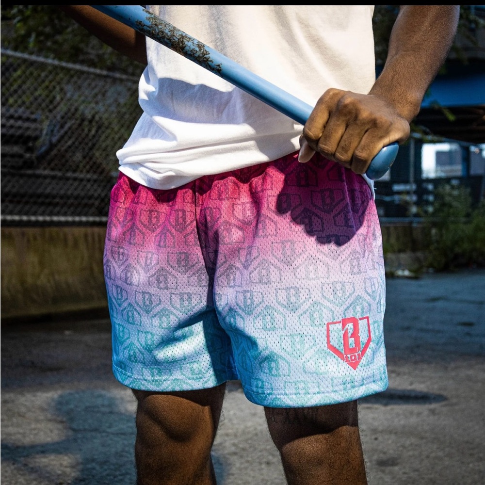 Baseball lifestyle 101 Gradient Pink and Blue youth Large Shorts